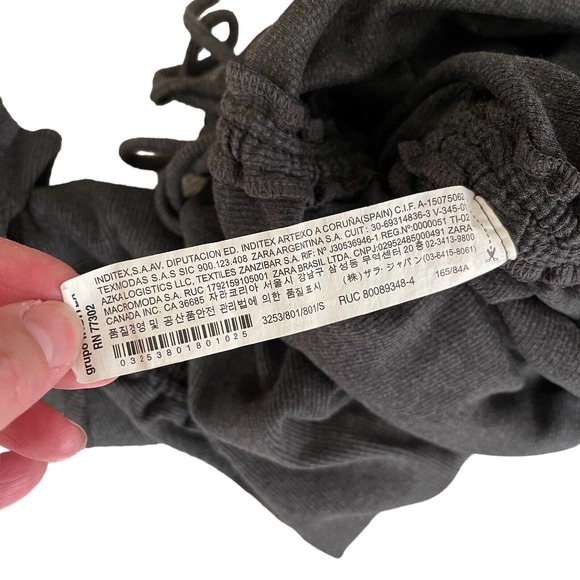 ZARA Small Ruched Ribbed Dress Mini Short Sleeve Dark Gray Short Stretch - Picture 3 of 10